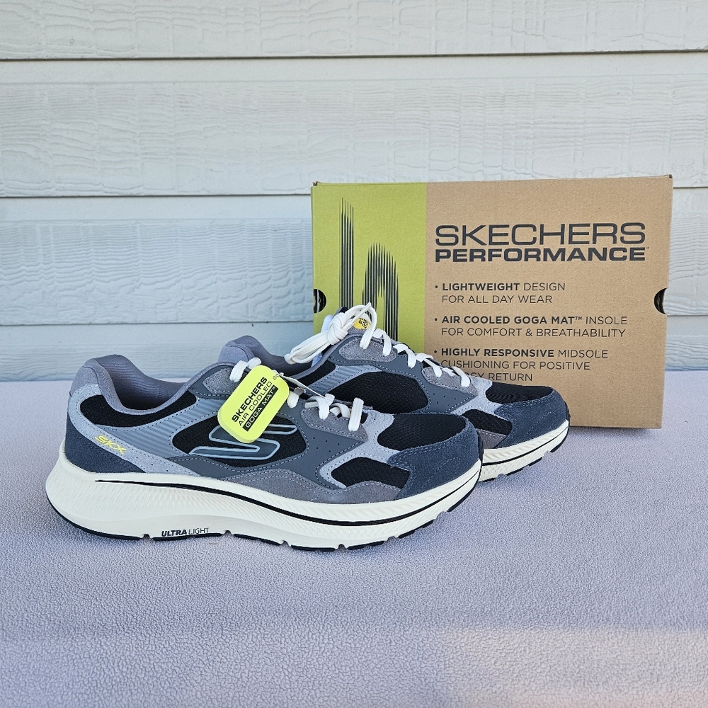Skechers Go Run Consistent 2.0 Retro Runner V1 Men SZ 11.5 Charcoal Black